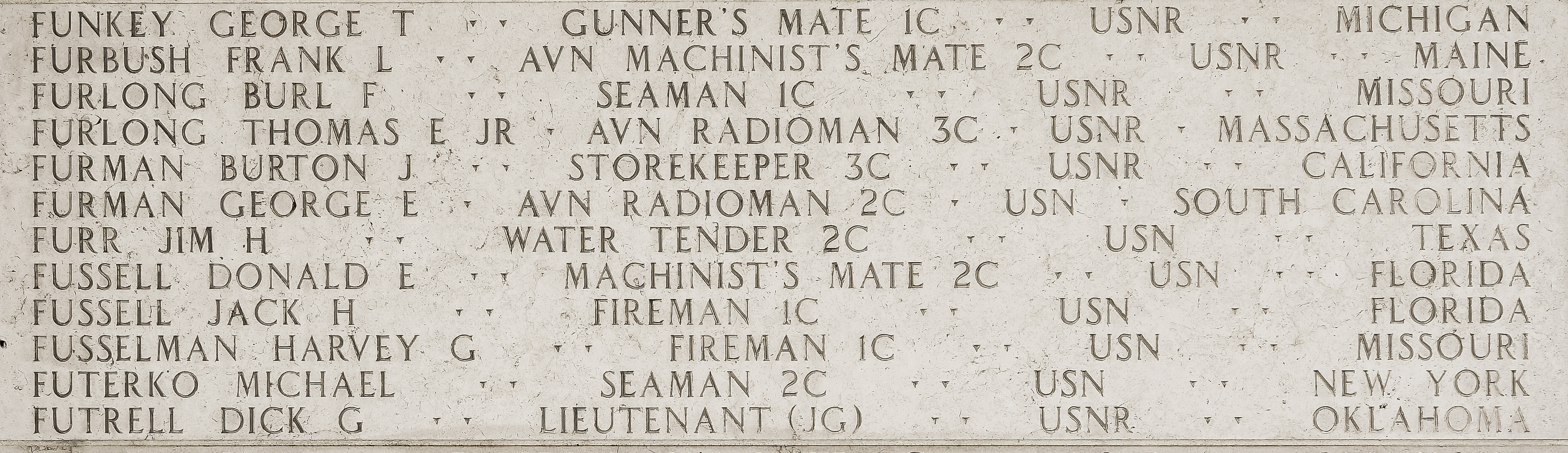 Burton J. Furman, Storekeeper Third Class